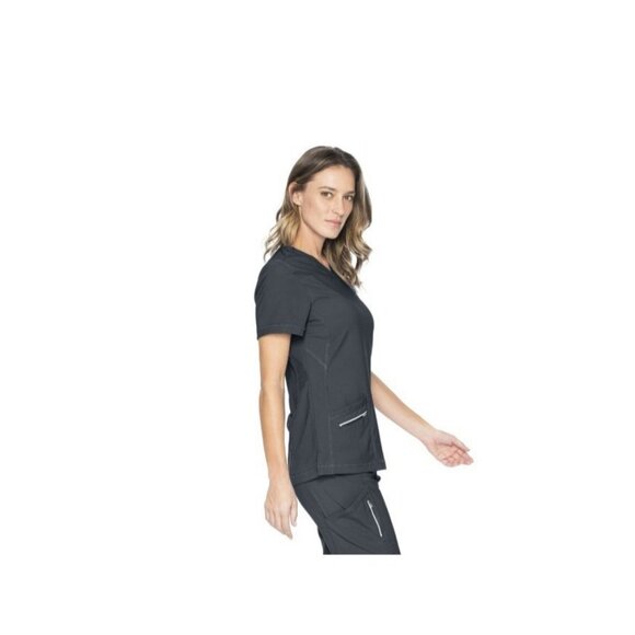 Urbane Align Women Contemporary Fit Short Sleeve V Neck Scrub Top Charcoal XXL - Picture 3 of 5